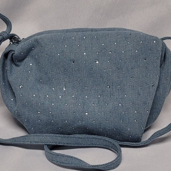 Denim Blue Rhinestone Crossbody Bag - Picture 1 of 3